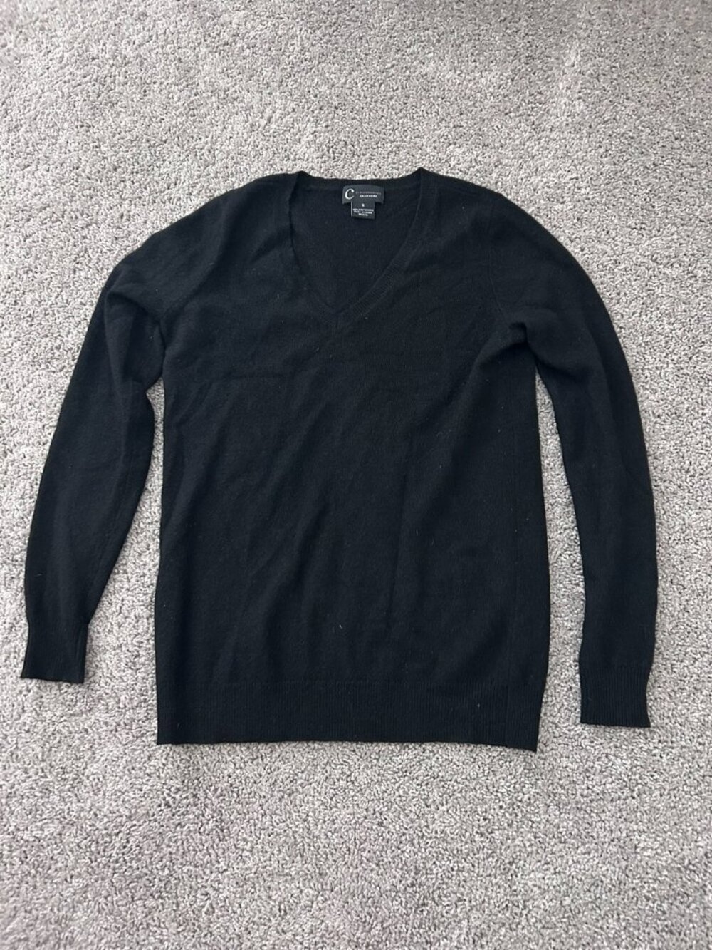 Bloomingdale's Women's 2-Ply 100% Cashmere Black Small Long Sleeve Sweater